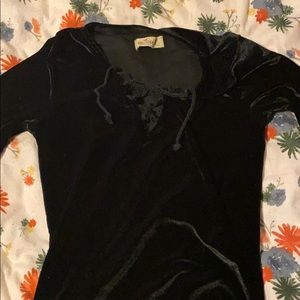 Hollister black velvet tie up bodysuit